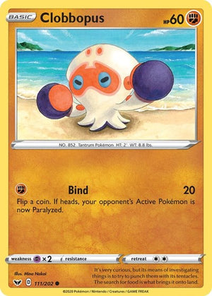 Pokemon TCG - SWSH01: Sword & Shield Base Set - Clobbopus - 111/202 - Reverse Holofoil