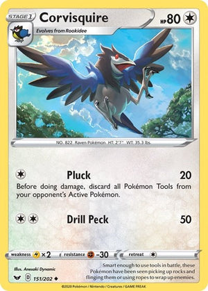 Pokemon TCG - SWSH01: Sword & Shield Base Set - Corvisquire - 151/202