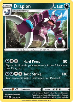 Pokemon TCG - SWSH01: Sword & Shield Base Set - Drapion - 122/202 - Reverse Holofoil
