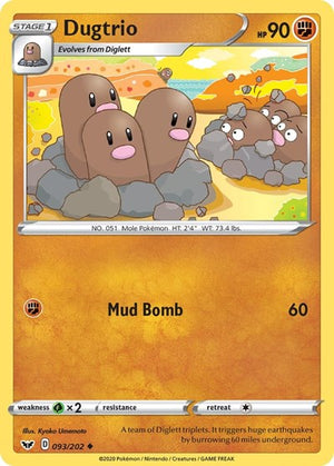 Pokemon TCG - SWSH01: Sword & Shield Base Set - Dugtrio - 093/202