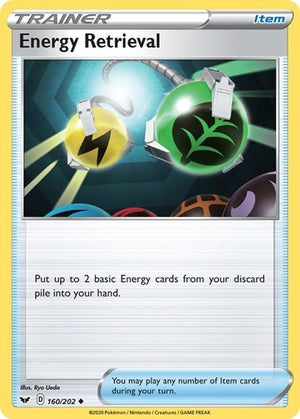 Pokemon TCG - SWSH01: Sword & Shield Base Set - Energy Retrieval - 160/202 - Reverse Holofoil