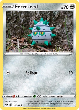 Pokemon TCG - SWSH01: Sword & Shield Base Set - Ferroseed - 130/202 - Reverse Holofoil