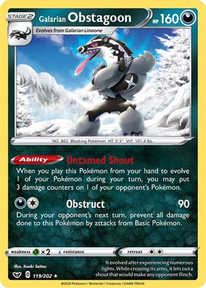 Pokemon TCG - SWSH01: Sword & Shield Base Set - Galarian Obstagoon - 119/202 - Holofoil