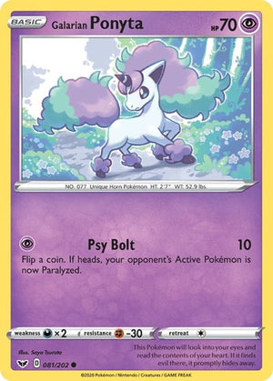 Pokemon TCG - SWSH01: Sword & Shield Base Set - Galarian Ponyta - 081/202 - Reverse Holofoil