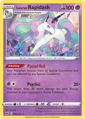 Pokemon TCG - SWSH01: Sword & Shield Base Set - Galarian Rapidash - 082/202 - Reverse Holofoil