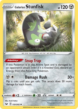 Pokemon TCG - SWSH01: Sword & Shield Base Set - Galarian Stunfisk - 132/202
