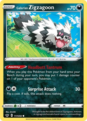 Pokemon TCG - SWSH01: Sword & Shield Base Set - Galarian Zigzagoon - 117/202