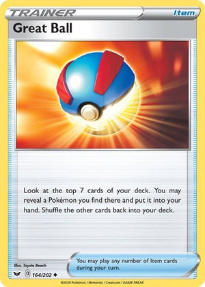 Pokemon TCG - SWSH01: Sword & Shield Base Set - Great Ball - 164/202
