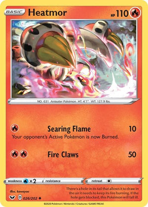Pokemon TCG - SWSH01: Sword & Shield Base Set - Heatmor - 026/202 - Reverse Holofoil
