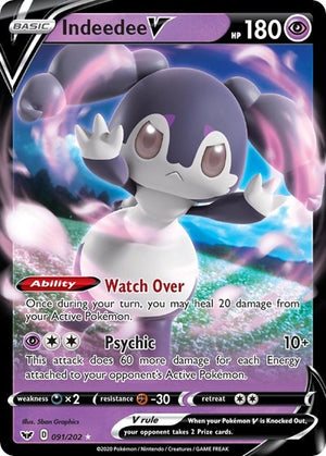 Pokemon TCG - SWSH01: Sword & Shield Base Set - Indeedee V - 091/202 - Holofoil