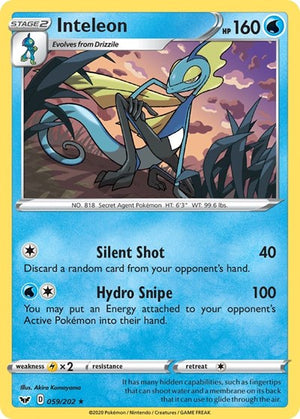 Pokemon TCG - SWSH01: Sword & Shield Base Set - Inteleon - 059/202 - Reverse Holofoil