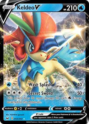 Pokemon TCG - SWSH01: Sword & Shield Base Set - Keldeo V - 053/202 - Holofoil