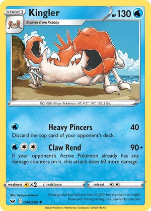 Pokemon TCG - SWSH01: Sword & Shield Base Set - Kingler - 044/202