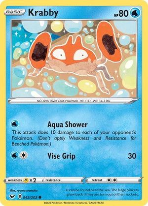 Pokemon TCG - SWSH01: Sword & Shield Base Set - Krabby - 042/202 - Reverse Holofoil