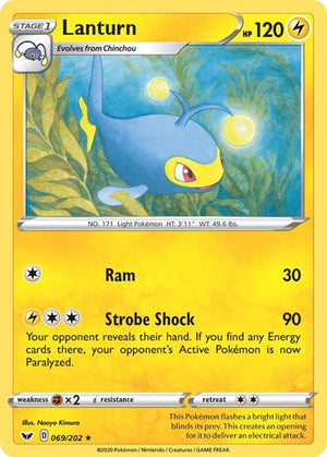 Pokemon TCG - SWSH01: Sword & Shield Base Set - Lanturn - 069/202 - Reverse Holofoil