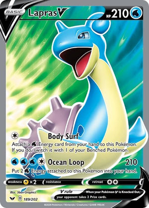 Pokemon TCG - SWSH01: Sword & Shield Base Set - Lapras V - 189/202 - Holofoil