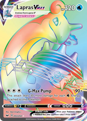 Pokemon TCG - SWSH01: Sword & Shield Base Set - Lapras VMAX - 203/202 - Holofoil