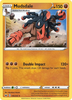 Pokemon TCG - SWSH01: Sword & Shield Base Set - Mudsdale - 106/202 - Reverse Holofoil
