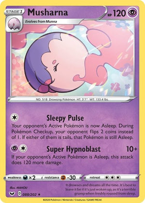 Pokemon TCG - SWSH01: Sword & Shield Base Set - Musharna - 088/202 - Reverse Holofoil