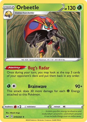Pokemon TCG - SWSH01: Sword & Shield Base Set - Orbeetle - 019/202 - Reverse Holofoil