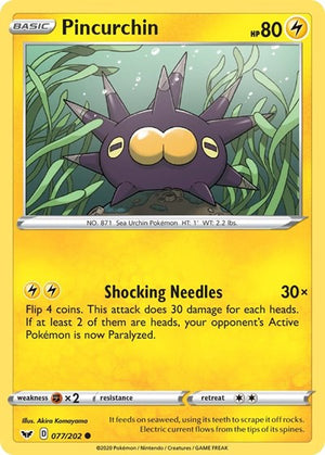 Pokemon TCG - SWSH01: Sword & Shield Base Set - Pincurchin - 077/202