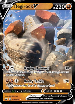 Pokemon TCG - SWSH01: Sword & Shield Base Set - Regirock V - 104/202 - Holofoil