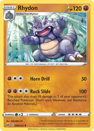 Pokemon TCG - SWSH01: Sword & Shield Base Set - Rhydon - 098/202