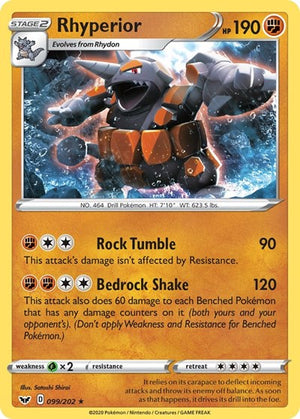 Pokemon TCG - SWSH01: Sword & Shield Base Set - Rhyperior - 099/202 - Reverse Holofoil
