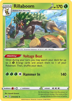 Pokemon TCG - SWSH01: Sword & Shield Base Set - Rillaboom - 014/202 - Holofoil