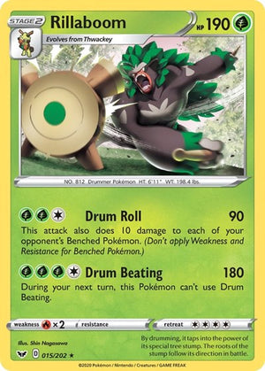 Pokemon TCG - SWSH01: Sword & Shield Base Set - Rillaboom - 015/202 - Reverse Holofoil
