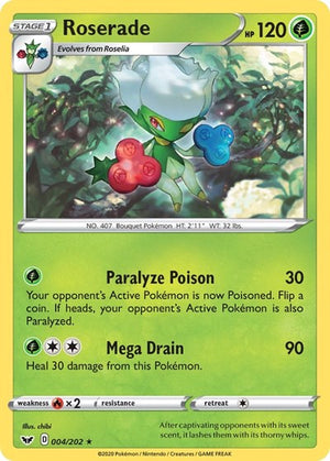 Pokemon TCG - SWSH01: Sword & Shield Base Set - Roserade - 004/202