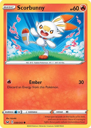 Pokemon TCG - SWSH01: Sword & Shield Base Set - Scorbunny - 030/202