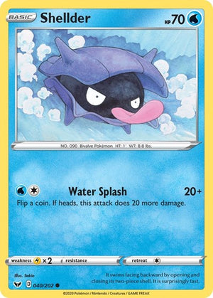 Pokemon TCG - SWSH01: Sword & Shield Base Set - Shellder - 040/202 - Reverse Holofoil