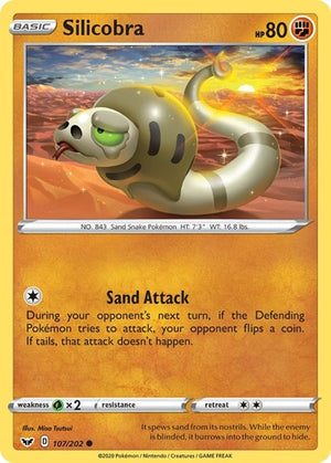 Pokemon TCG - SWSH01: Sword & Shield Base Set - Silicobra - 107/202 - Reverse Holofoil
