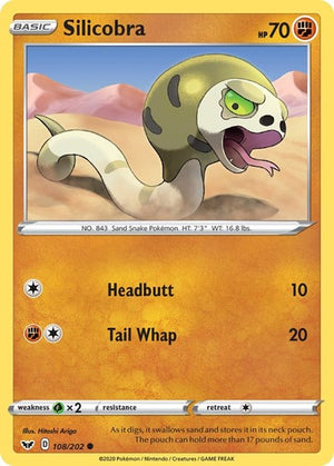 Pokemon TCG - SWSH01: Sword & Shield Base Set - Silicobra - 108/202
