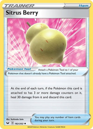 Pokemon TCG - SWSH01: Sword & Shield Base Set - Sitrus Berry - 182/202