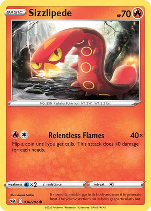 Pokemon TCG - SWSH01: Sword & Shield Base Set - Sizzlipede - 038/202