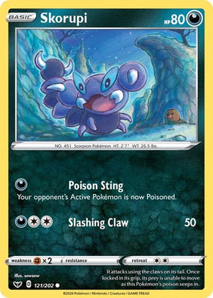 Pokemon TCG - SWSH01: Sword & Shield Base Set - Skorupi - 121/202