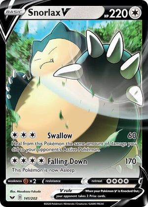 Pokemon TCG - SWSH01: Sword & Shield Base Set - Snorlax V - 141/202 - Holofoil