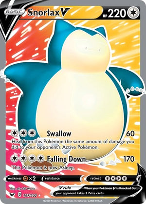 Pokemon TCG - SWSH01: Sword & Shield Base Set - Snorlax V - 197/202 - Holofoil