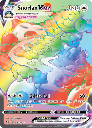 Pokemon TCG - SWSH01: Sword & Shield Base Set - Snorlax VMAX - 206/202 - Holofoil