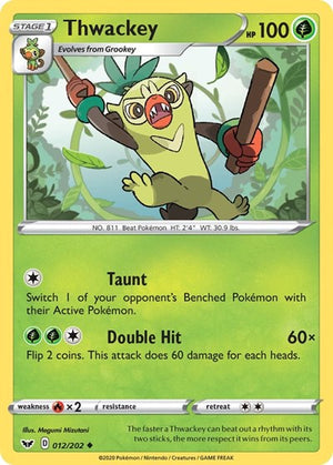 Pokemon TCG - SWSH01: Sword & Shield Base Set - Thwackey - 012/202