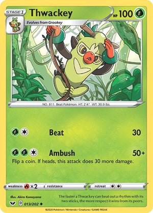 Pokemon TCG - SWSH01: Sword & Shield Base Set - Thwackey - 013/202