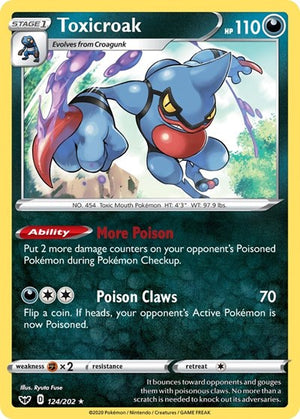 Pokemon TCG - SWSH01: Sword & Shield Base Set - Toxicroak - 124/202 - Reverse Holofoil