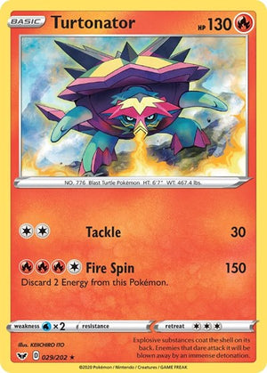 Pokemon TCG - SWSH01: Sword & Shield Base Set - Turtonator - 029/202 - Reverse Holofoil