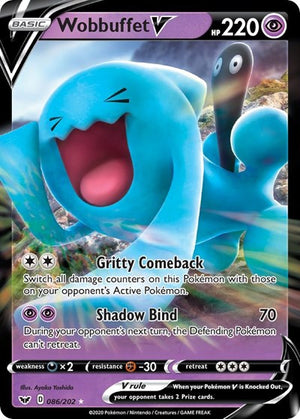Pokemon TCG - SWSH01: Sword & Shield Base Set - Wobbuffet V - 086/202 - Holofoil