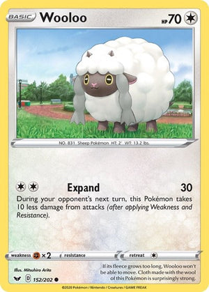 Pokemon TCG - SWSH01: Sword & Shield Base Set - Wooloo - 152/202 - Reverse Holofoil