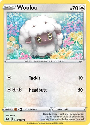 Pokemon TCG - SWSH01: Sword & Shield Base Set - Wooloo - 153/202 - Reverse Holofoil