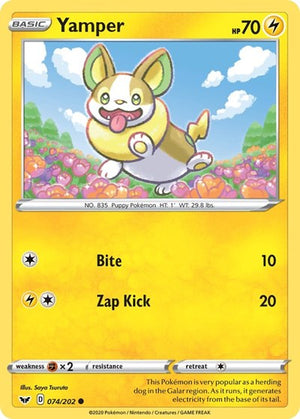 Pokemon TCG - SWSH01: Sword & Shield Base Set - Yamper - 074/202 - Reverse Holofoil