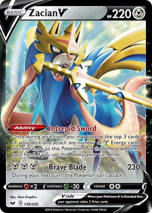 Pokemon TCG - SWSH01: Sword & Shield Base Set - Zacian V - 138/202 - Holofoil